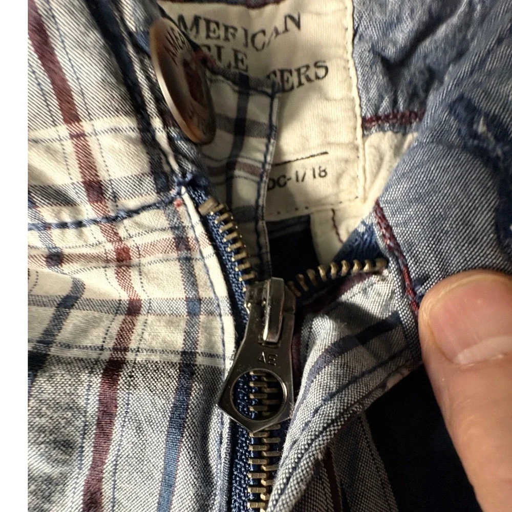 American Eagle Outfitters Mens Blue Plaid Classic Length Shorts Size 30